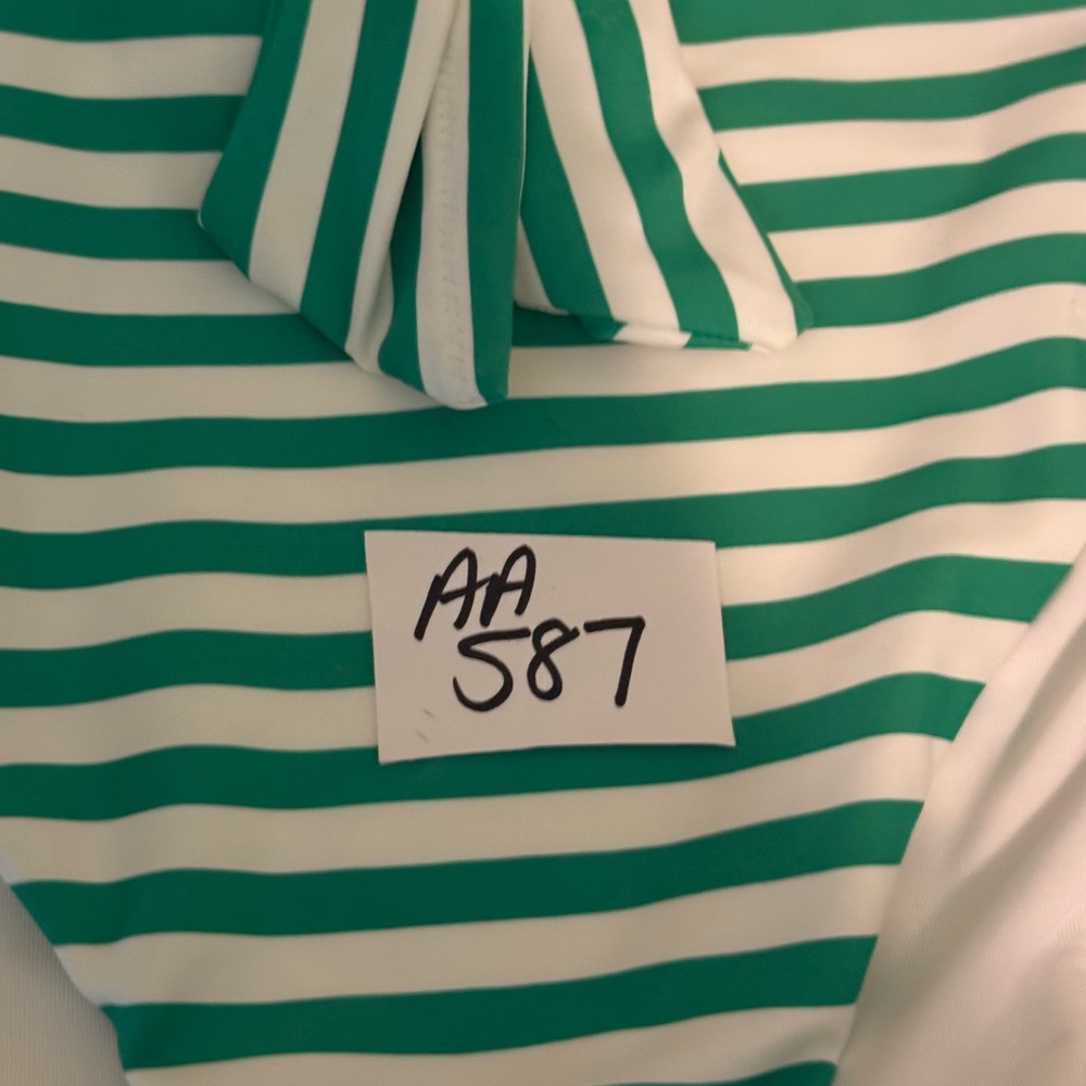 AA-587 Aerie NWT High Cut Cheeky Green & White Stripe Bikini Bottoms Size XL - Picture 10 of 12
